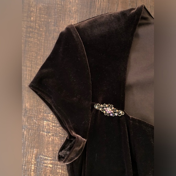 VTG 90s Connected Apparel Y2K Dark Brown Velvet A-Line Sweetheart Neck, 12P - Picture 3 of 10